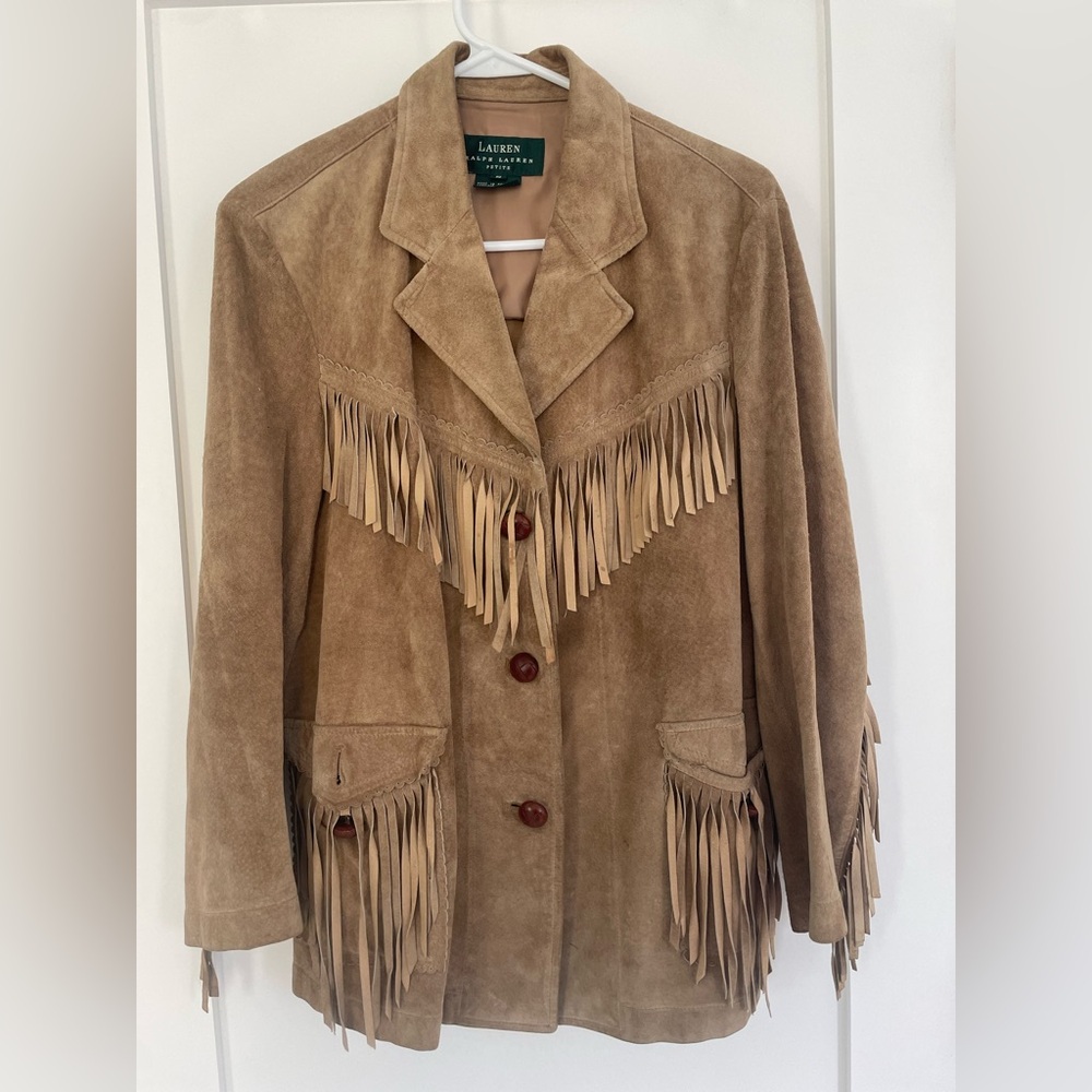 Ralph Lauren Women's Tan Suede Fringe Jacket